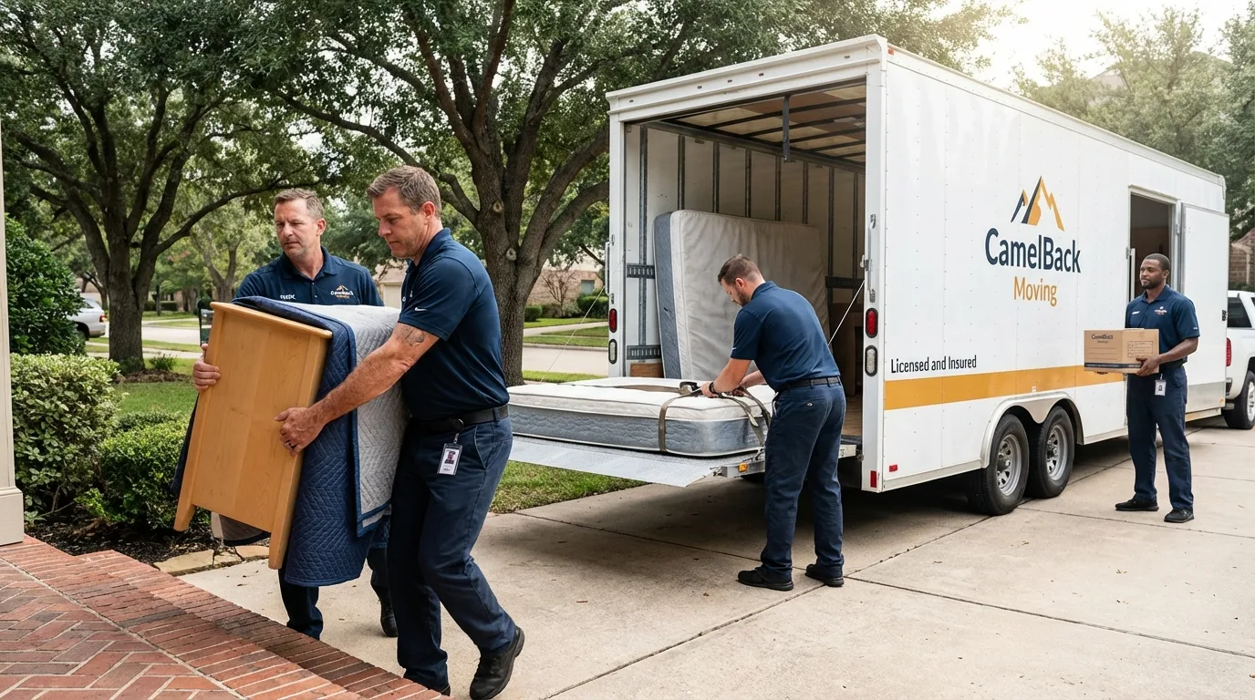Crew loading residential truck for cross-state move from Burlington, WA